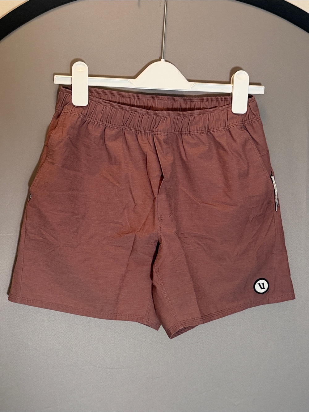 Vuori Men's Rust Brown Athletic Shorts with Logo Patch
